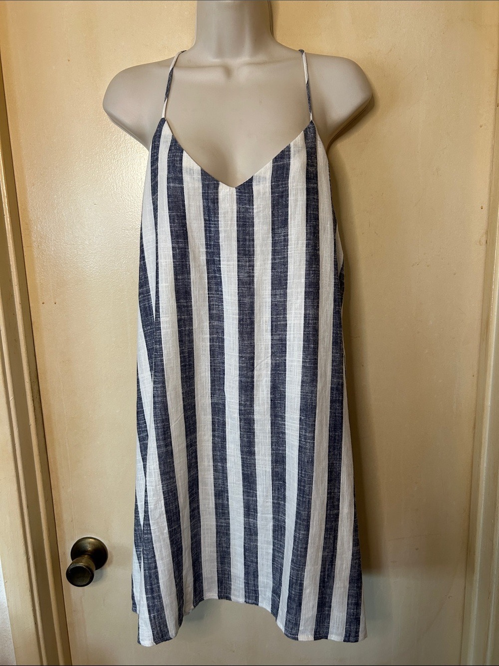 Style Rack Navy and White Striped Linen Mini Dress size L